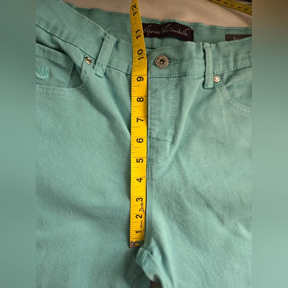 Gloria Vanderbilt Amanda Jeans Sz 4P  High Rise Straight Leg Turquoise Color - Picture 8 of 9